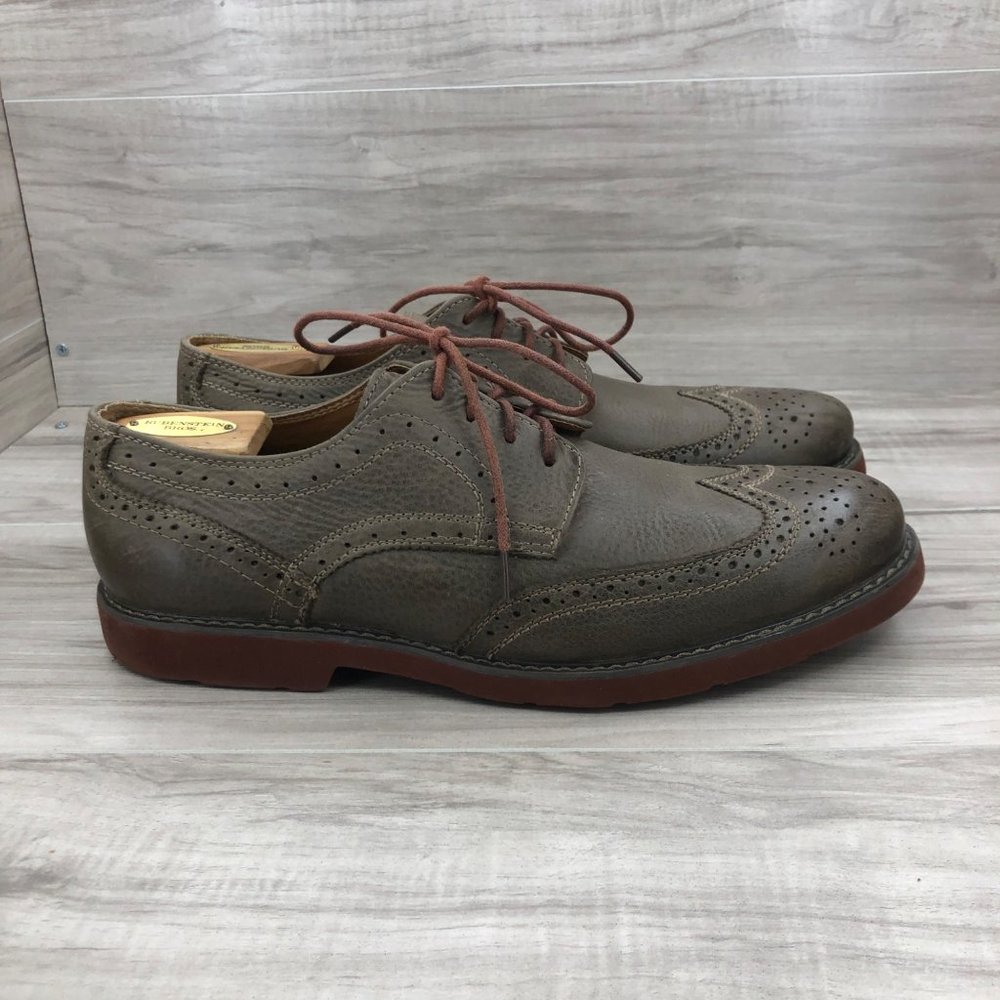 GBX Zevon Shoes Men's 12 Brown Leather Wingtip Lace Up Derby Oxfords